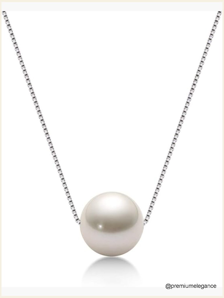 Genuine Freshwater Pearl Floating Pendant Necklace 18in Sterling Silver Chain